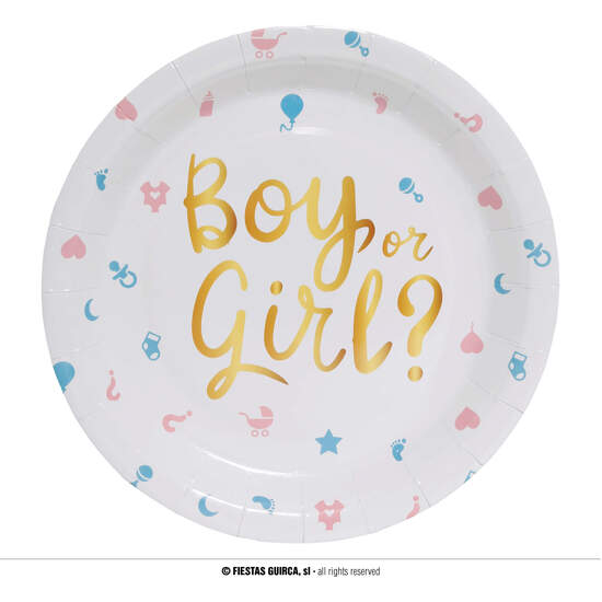 BOLSA 6 PLATOS ITS A BOY OR ITS A GIRL, 23 CM image 0