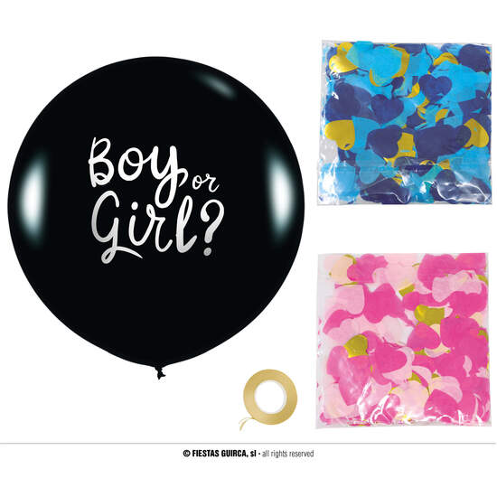 GLOBO 50 CMS, CON CONFFETI AZUL Y ROSA image 0