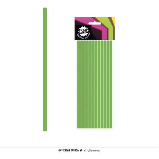 BOLSA 12 PAJITAS NEON VERDE 6X200 MM image 0
