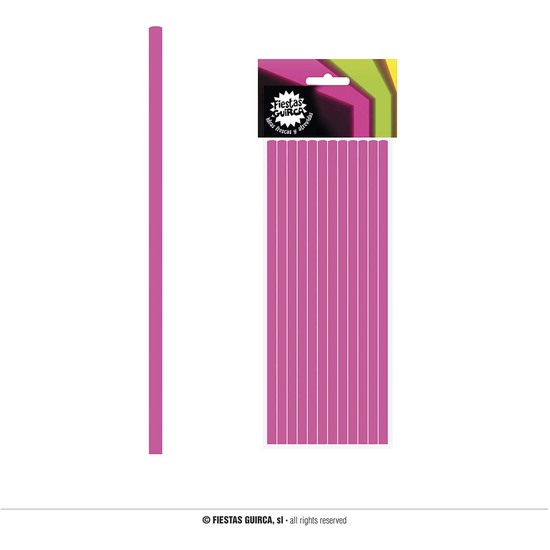BOLSA 12 PAJITAS NEON FUCSIA 6X200 MM image 0