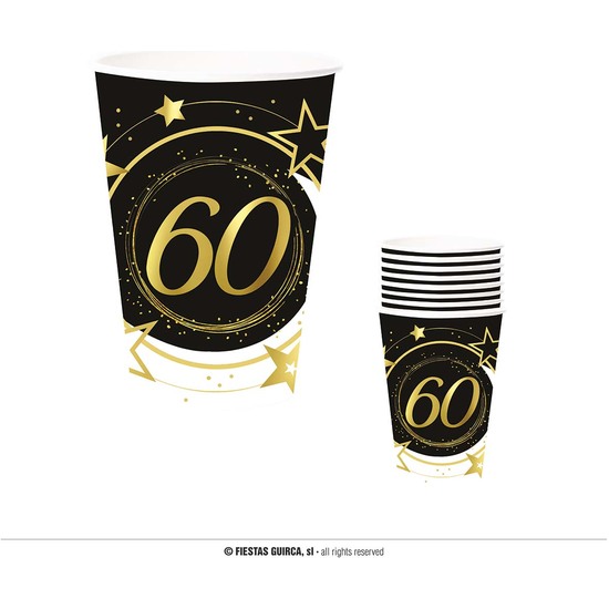 BOLSA 6 VASOS 60 AÑOS 240 ML 9 CMS image 0