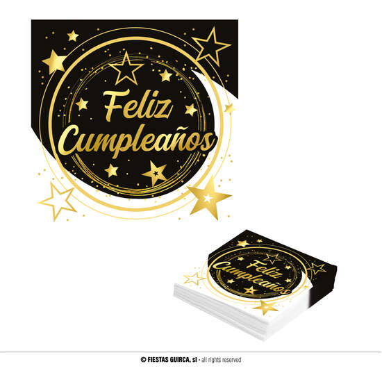 BOLSA 20 SERVILLETAS FELIZ CUMPLEAÑOS 16X16 CMS image 0