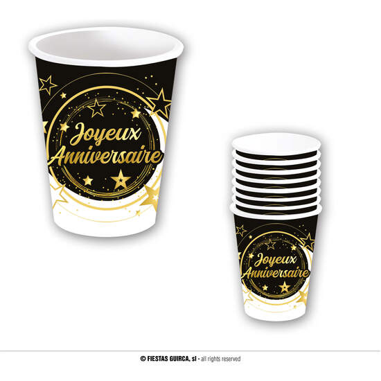 BOLSA 6 VASOS JOYEUX ANNIVERSAIRE 240 ML 9 CMS image 0