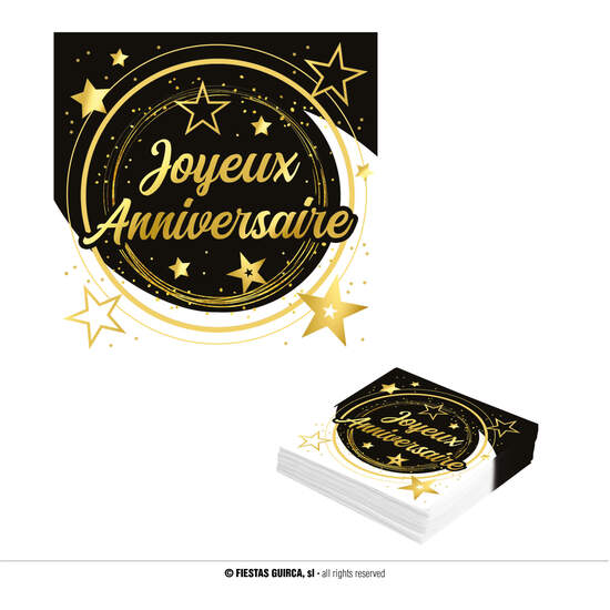 BOLSA 20 SERVILLETAS JOYEUX ANNIVERSAIRE 16X16 CMS image 0