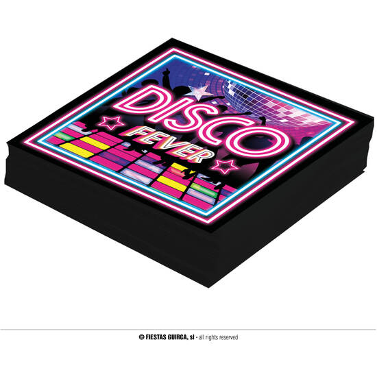 BOLSA 12 SERVILLETAS DISCO FEVER, 16X16 CMS image 0