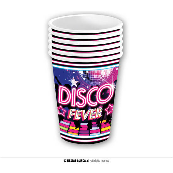 BOLSA 6 VASOS DISCO FEVER, 240 ML 9 CMS. image 0