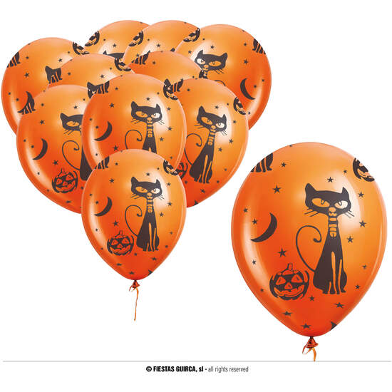 BOLSA 10 GLOBOS NARANJA CALABAZA 30 CMS image 0