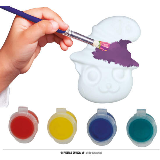 GATO BLANCO PARA PINTAR 6 CMS (PINTURAS INCLUIDAS) image 0