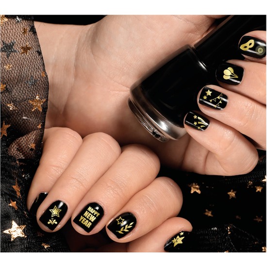 1 HOJA STICKERS PARA UÑAS 10X7 CM HAPPY NEW YEAR image 0