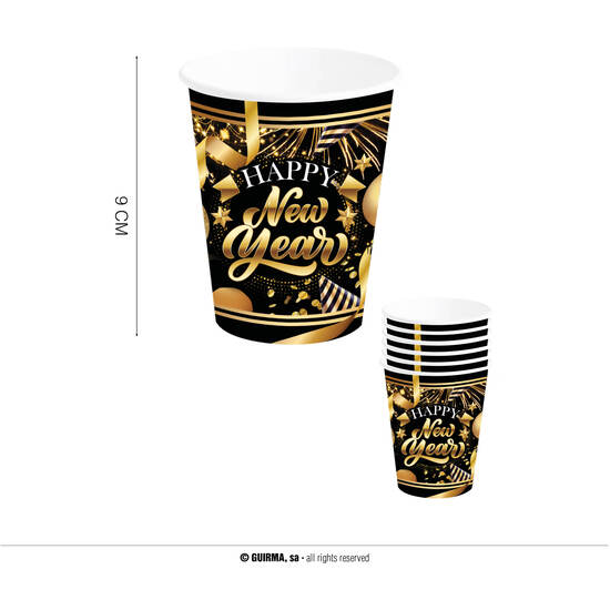 BOLSA 6 VASOS HAPPY NEW YEAR 240 ML 9 CM image 0