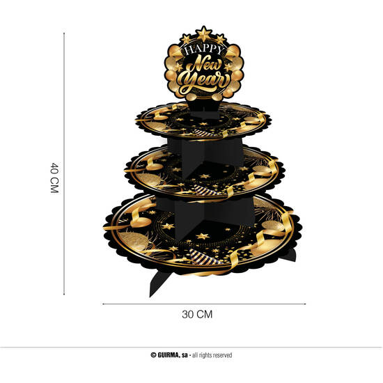 BANDEJA 3 PISOS HAPPY NEW YEAR, 40X30 CMS image 0