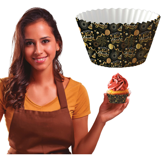 50 PCS PAPEL CUPCAKE "HAPPY NEW YEAR" 5 CM image 0