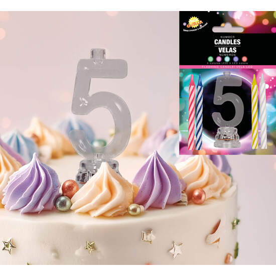 PORTAVELA LED Nº 5 CON 4 VELAS, 13 CMS image 0