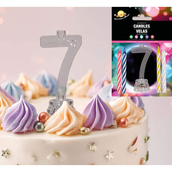 PORTAVELA LED Nº 7 CON 4 VELAS, 13 CMS image 0