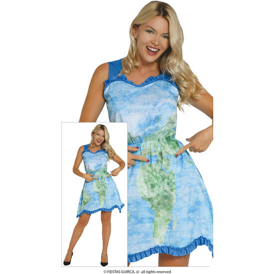 VESTIDO FANTASIA AZUL TIERRA, ADULTA, 42 – 44 (L) image 0