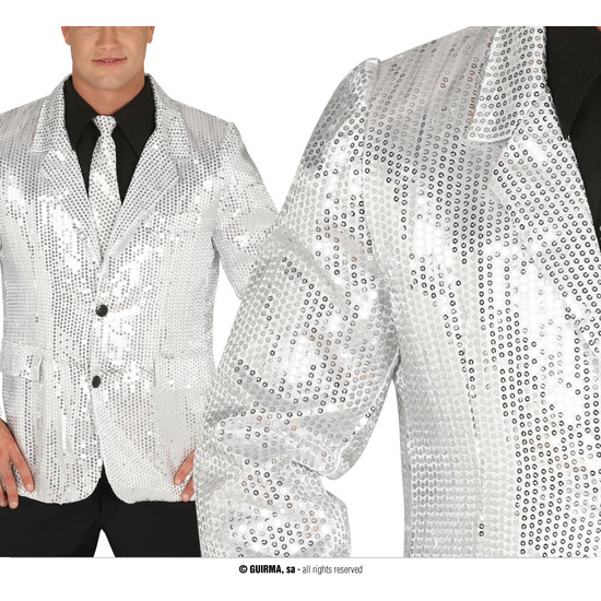 CHAQUETA LENTEJUELAS PLATA, ADULTO, 52 – 54 (L) image 0