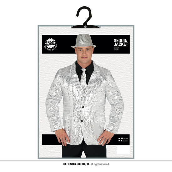 CHAQUETA LENTEJUELAS PLATA, ADULTO, 52 – 54 (L) image 4