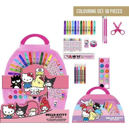 SET PAPELERÍA COLOREABLE 50 PIEZAS HELLO KITTY image 0