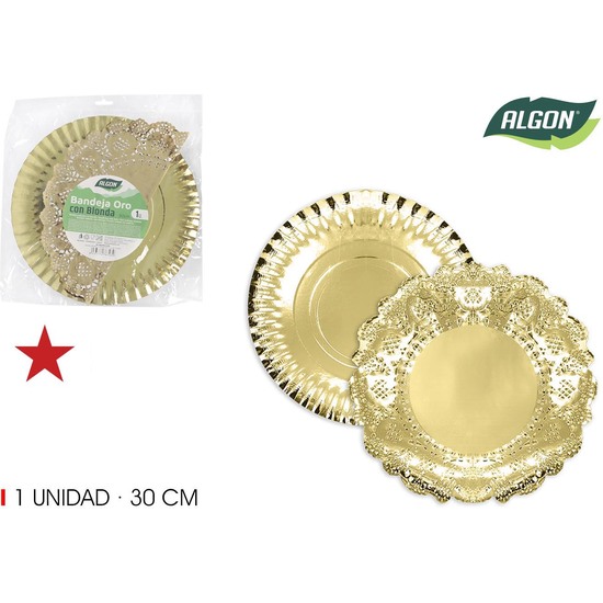 BANDEJA ORO RED. CON BLONDA 30CM ALGON image 0