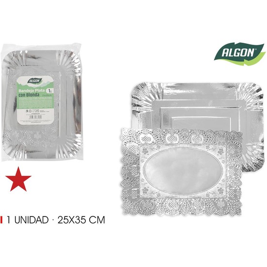 BANDEJA PLATA RECT.C/BLONDA 25X35CM ALGON image 0