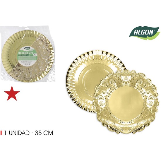 BANDEJA ORO RED. CON BLONDA 35CM ALGON image 0