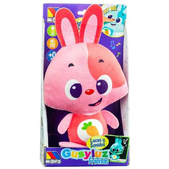 MUÑECO GUSY LUZ BABY BUNNY ROSA CON LUZ Y SONIDO. 7.5 CM image 0