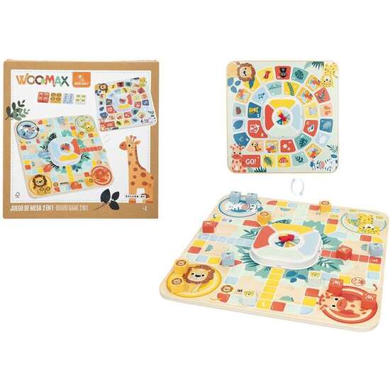 JUEGO PARCHIS Y OCA DE MADERA ANIMALES 30X30 CM image 0