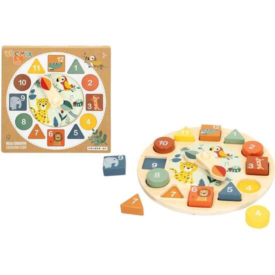 PUZZLE RELOJ DE MADERA ANIMALES 22 CM (WOOMAX) image 0