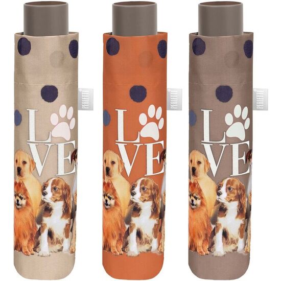PARAGUAS PLEGABLE MANUAL LOVE PERROS 54CM SURTIDO image 0
