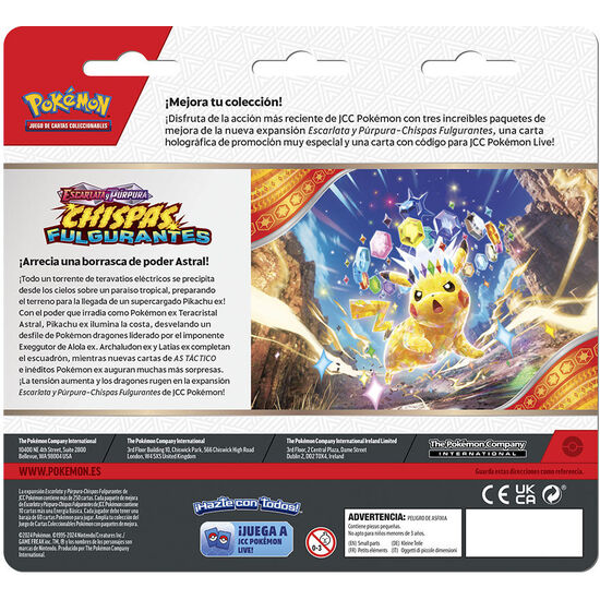 BLISTER JUEGO CARTAS COLECCIONABLES CHISPAS FULGURANTES ESCARLATA Y PURPURA POKEMON ESPAÑOL SURTIDO image 3