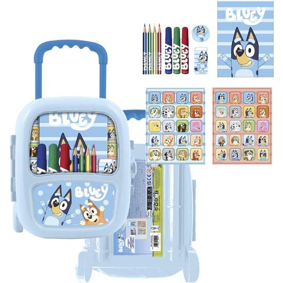 SET PAPELERÍA COLOREABLE TROLLEY BLUEY image 0