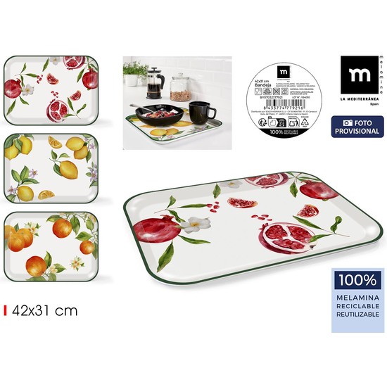 BANDEJA MELAMINA 42X31CM 3-FRUTAS LA MEDITERRANEA image 1