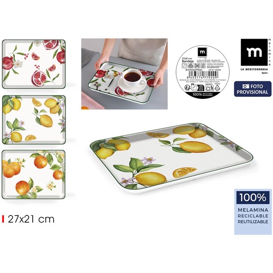 BANDEJA MELAMINA 27X21CM 3-FRUTAS LA MEDITERRANEA image 1