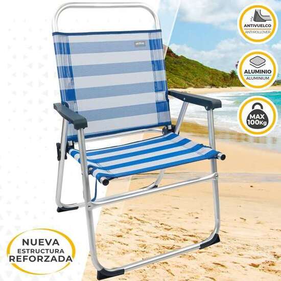 SILLA PLAYA PLEGABLE ALUMINIO FIJA MARINERA 48X50X88 CM image 2