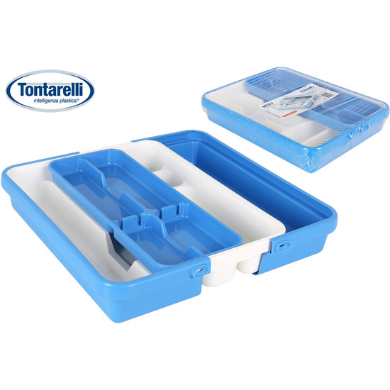 TRIPLE CUTLERY TRAY 31.7X41.8 MIXY BLUE/WHITE image 0