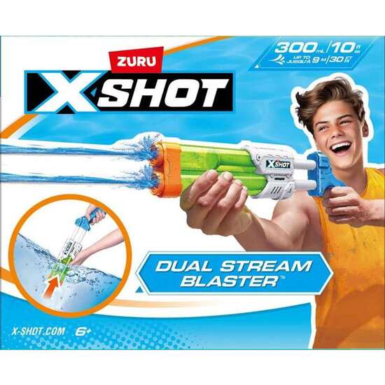 PISTOLA DE AGUA X-SHOT SMALL QUAD STREAM BLASTER CON DOS CAÑONES 132X402X53CM - MODELOS SURTIDOS image 0