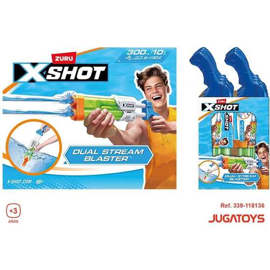 PISTOLA DE AGUA X-SHOT SMALL QUAD STREAM BLASTER CON DOS CAÑONES 132X402X53CM - MODELOS SURTIDOS image 2