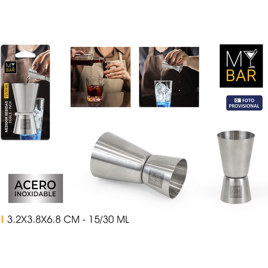 MEDIDOR DOBLE BEBIDAS INOX. 15/30ML image 1