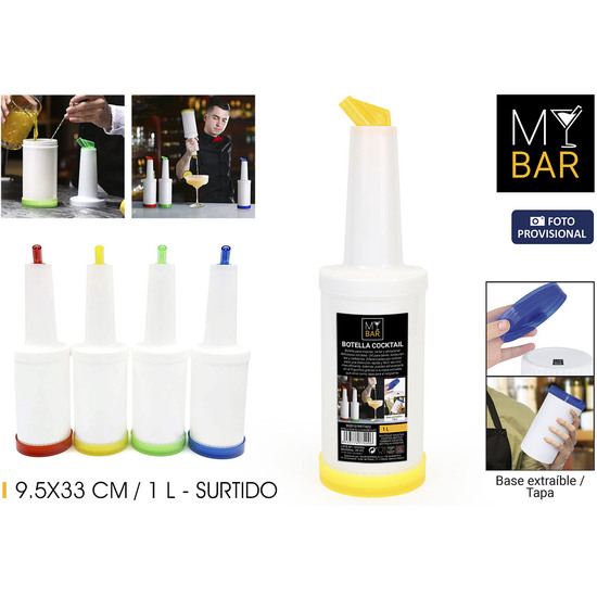 BOTELLA COCKTAIL 1L.4 COLORES PLAST image 1