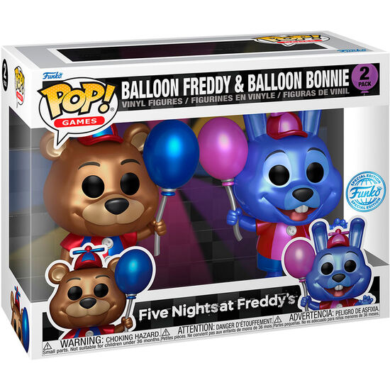 BLISTER 2 FIGURAS POP FIVE NIGHTS AT FREDDYS BALLON FREDDY & BALLOON BONNIE EXCLUSIVE image 1