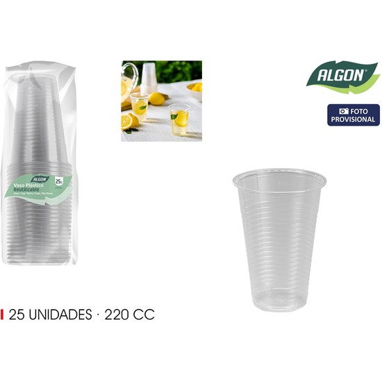 SET-25 VASO TRANSPARENTE 220CC ALGON image 0