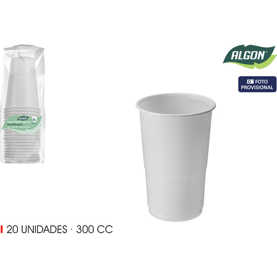 SET-20 VASO BLANCO 300CC ALGON image 0