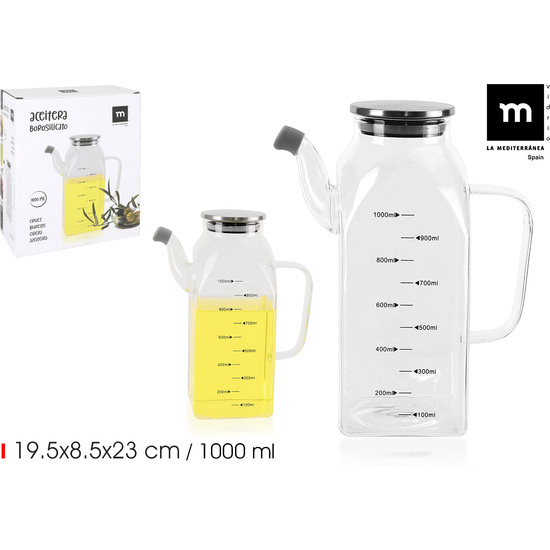 ACEITERA CUAD.BOROSIL.T/METAL1000ML LA MEDITERRAN image 0