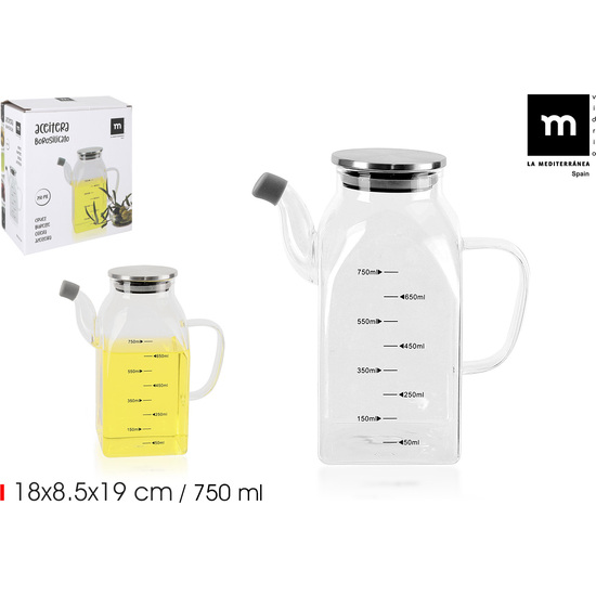 ACEITERA CUAD.BOROSIL.T/METAL 750ML LA MEDITERRAN image 0