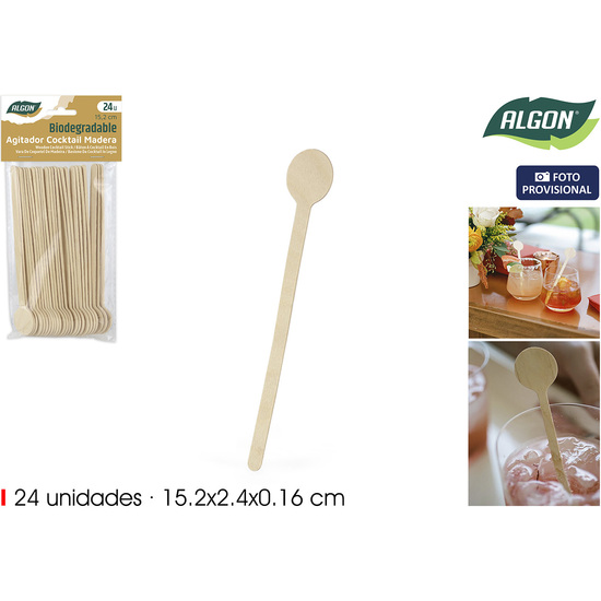 SET-24 PALO COCKTAIL MADERA 15.2CM ALGON image 0