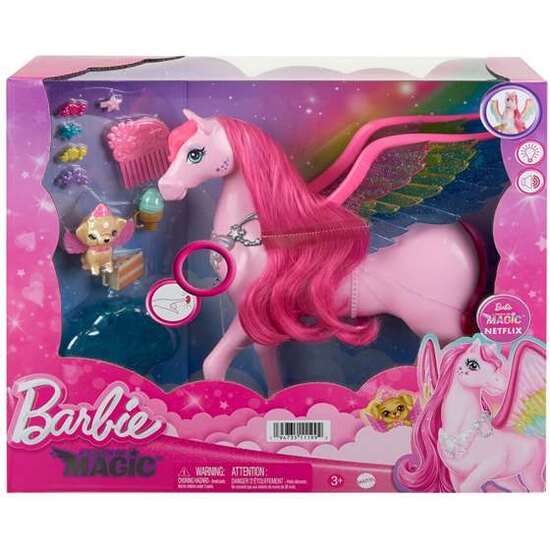 CABALLO PEGASO DE BARBIE UN TOQUE DE MAGIA CON LUCES Y SONIDOS,  INCLUYE UN PERRITO MÁGICO Y ACCESORIOS image 0