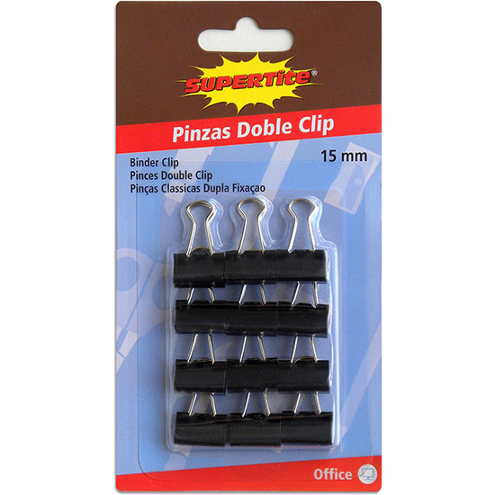 12 BLACK BINDER CLIPS 15MM image 0