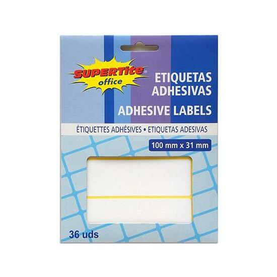 WHITE ADHESIVE LABELS 100MM X 31MM image 0