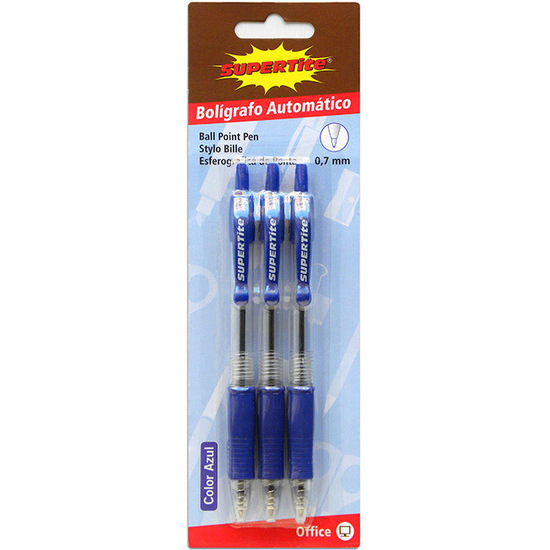 BLUE BALL POINT PEN, BLISTER 3 PCS image 0