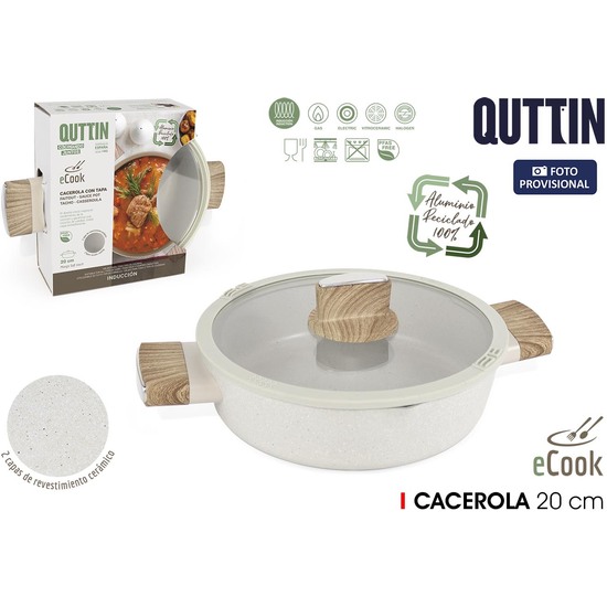 CACEROLA 20CM C/TAPA ECOOK QUTTIN image 0